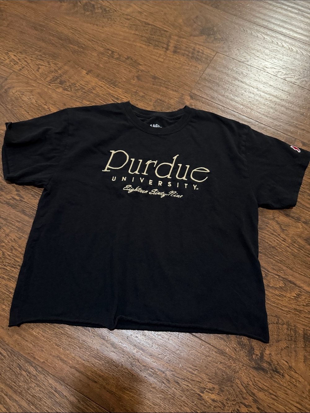 League Purdue University Black Tee with Cream Logo